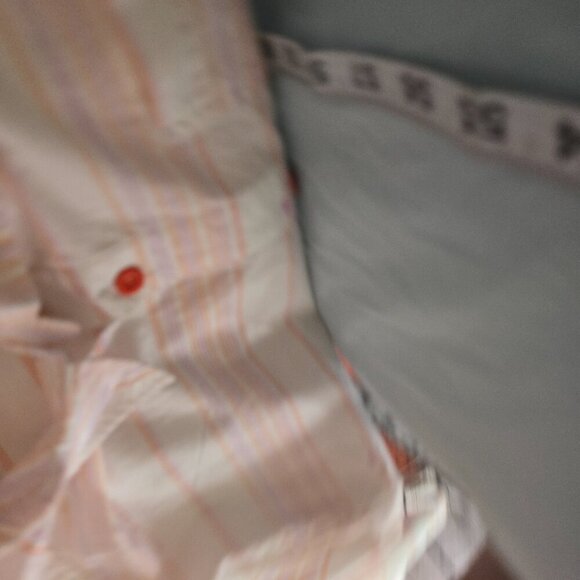 REEL LIFE SHORT SLEEVE MENS BUTTON DOWN SHIRT WHITE WITH ORANGE STRIPES SIZE XL - Picture 6 of 7